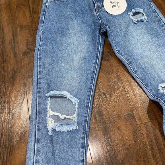 NWT Princess Polly HAYDEN KNEE RIP JEANS MID WASH DENIM - Picture 8 of 12